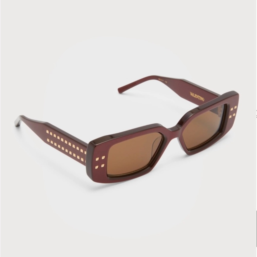 Valentino Garavani Cinque Studded Rectangle Acetate & Titanium Sunglasses